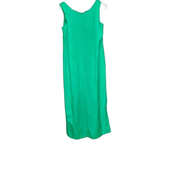 Green Linen Blend Shift Maxi Dress 8, Sleeveless Scoop Neck, Cottagecore Garden - Picture 4 of 13